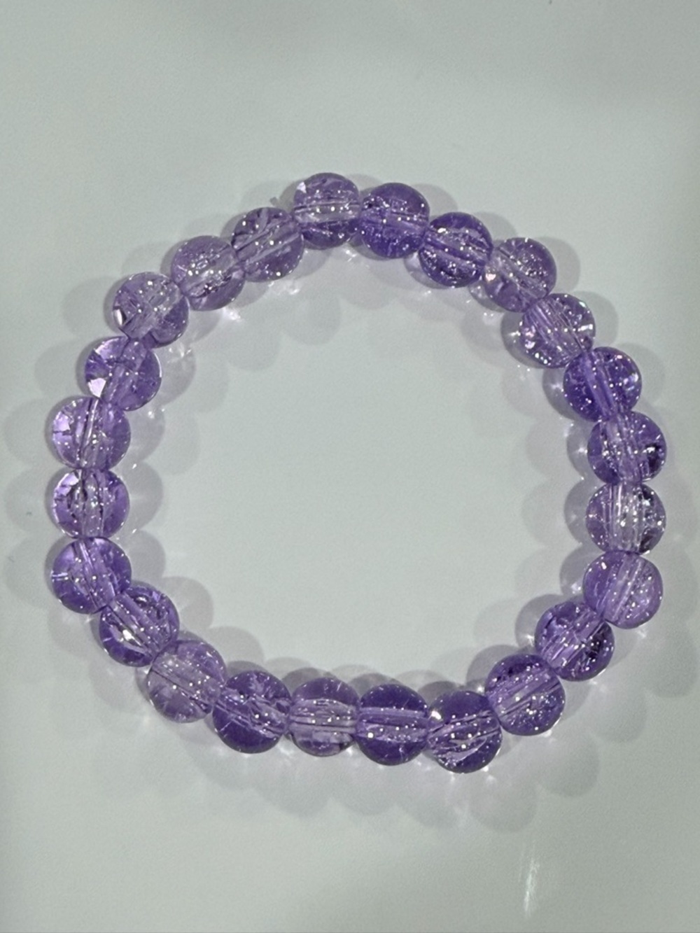 Purple Crackle Quartz Bead Stretch Bracelet